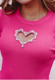 Sweter ze zdobieniem Heart fuksjowy 4