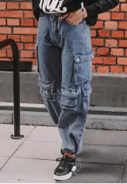 Spodnie jeansowe bojówki Street niebieskie 1