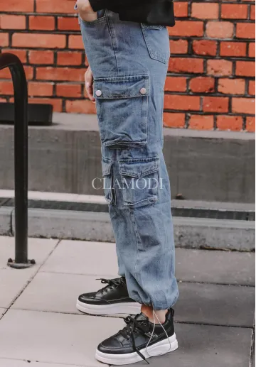 Spodnie jeansowe bojówki Street niebieskie 3