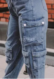 Spodnie jeansowe bojówki Street niebieskie 5