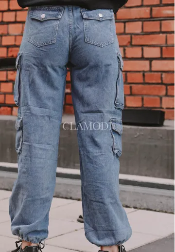 Spodnie jeansowe bojówki Street niebieskie 4