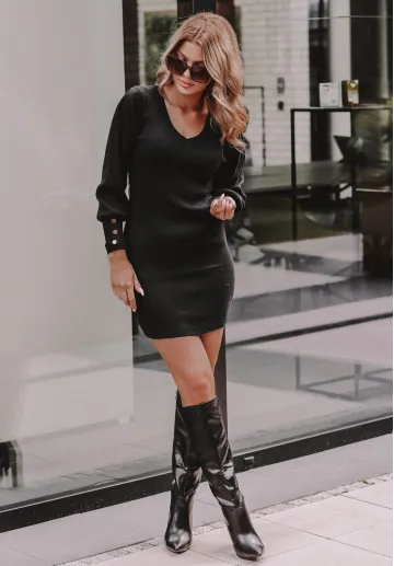 Sukienka sweterkowa mini Gigi czarna 1