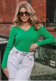 Prążkowany sweter Eve zielony