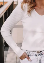 Prążkowany sweter Eve biały 3