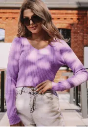 Prążkowany sweter Eve liliowy