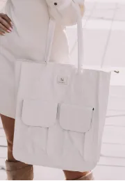 Torebka shopper z kieszeniami Simplicity biała