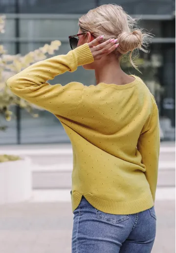 Ażurowy sweter Mills żółty 3