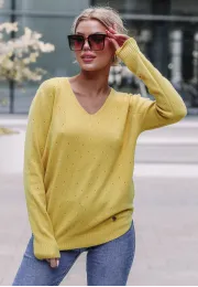 Ażurowy sweter Mills żółty 2