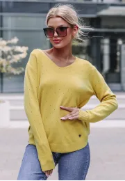 Ażurowy sweter Mills żółty
