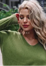 Ażurowy sweter Mills zielony 3