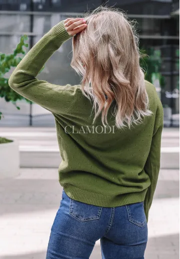 Ażurowy sweter Mills zielony 6