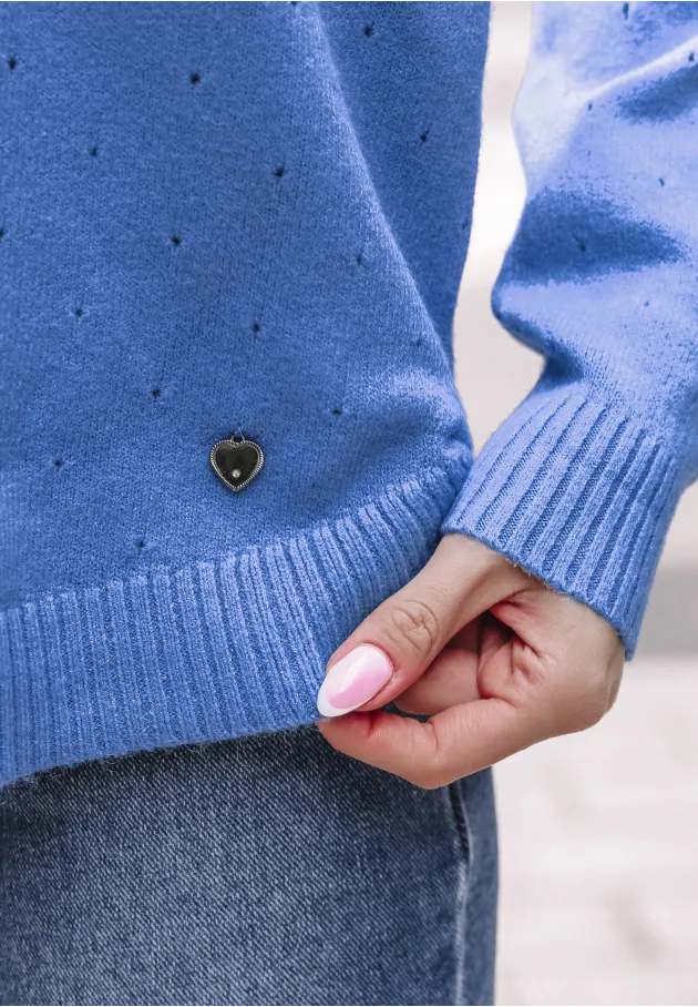 Ażurowy sweter Mills niebieski 6