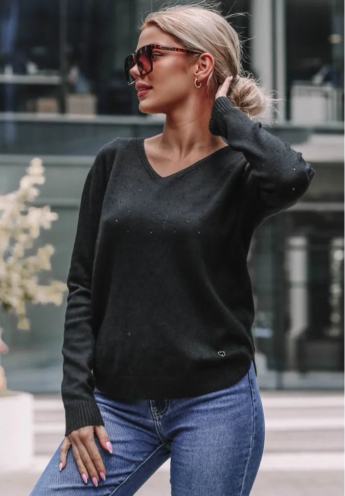 Ażurowy sweter Mills czarny 1