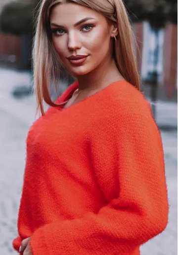 Sweter oversize Tiana neonowy pomarańcz 2