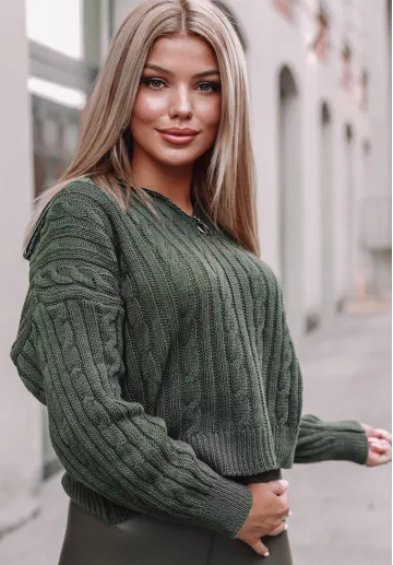 Sweter damski z suwakiem Ann, khaki 4