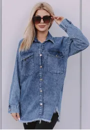 Koszula damska jeansowa Sophia, tunika, jasny niebieski