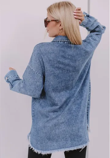 Koszula damska jeansowa Sophia, tunika, jasny niebieski 4