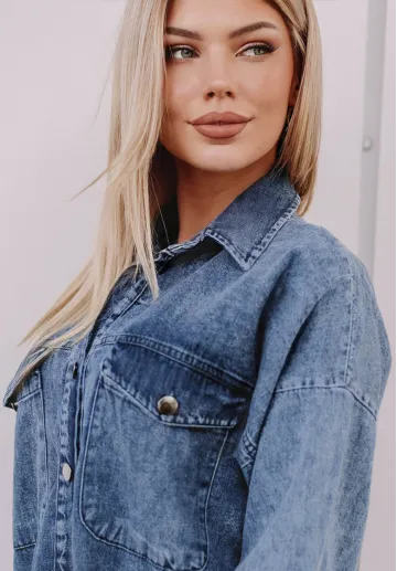 Koszula damska jeansowa Sophia, tunika, jasny niebieski 5
