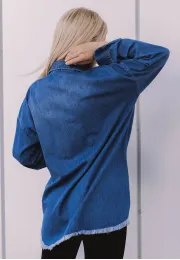 Koszula damska jeansowa Sophia, tunika, niebieska 3