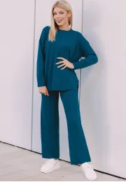 Komplet sweterkowy Selena (bluza, spodnie), turkusowy