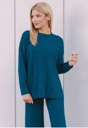 Komplet sweterkowy Selena (bluza, spodnie), turkusowy 2