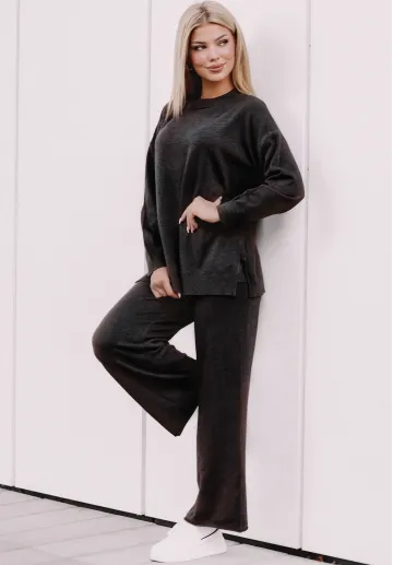 Komplet sweterkowy Selena (bluza, spodnie), czarny 2