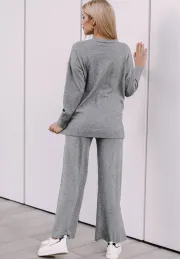 Komplet sweterkowy Selena (bluza, spodnie), szary 4