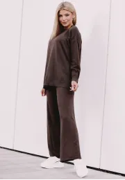 Komplet sweterkowy Selena (bluza, spodnie), czekoladowy 5