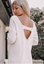 Długi sweter Braid ecru 2