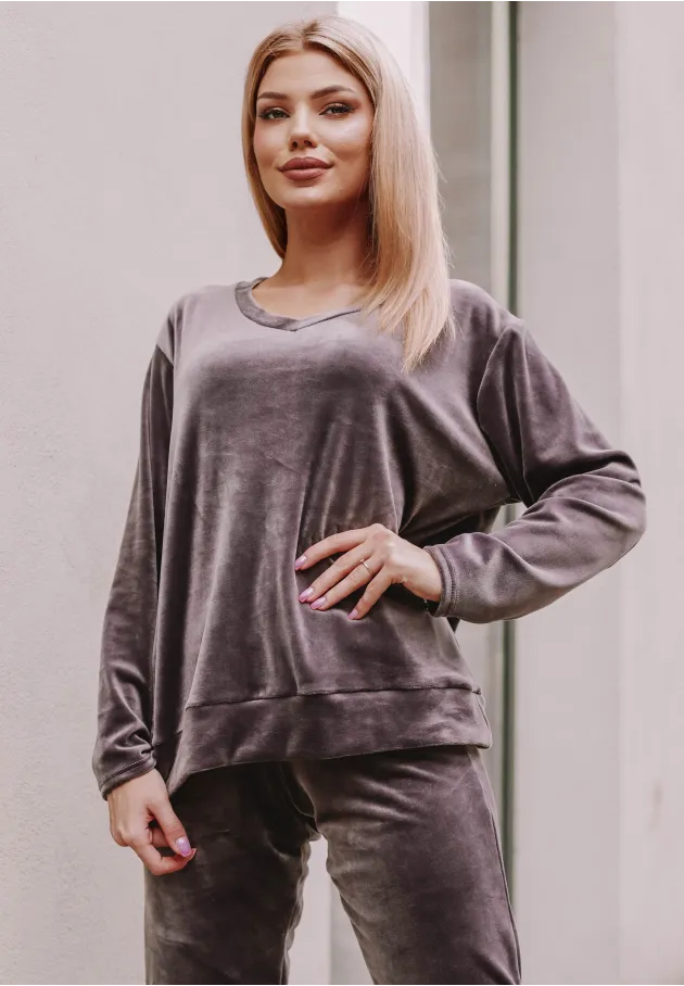 Bluza welurowa Comfy Set taupe 1