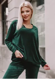 Bluza welurowa Comfy Set butelkowa zieleń 1