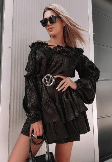 Kombinezon sukienka hiszpanka Victoria czarna panterka 2