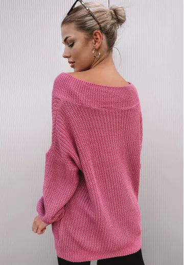 Sweter oversize Mali różowy 2