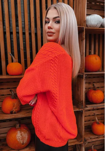 Sweter oversize Leah neonowy pomarańcz 2