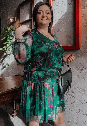 Tiulowa sukienka Daly zielono-fioletowa 2