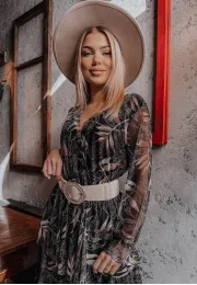 copy of Szeroki pasek Leaves czarny