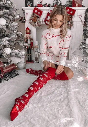 Sweter tunika Christmas biały