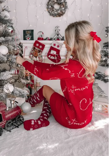 Sweter tunika Christmas czerwony 2