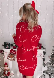 Sweter tunika Christmas czerwony 6