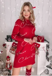 Sweter tunika Christmas czerwony 3