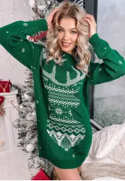 Świąteczny sweter tunika Winter Surprise zielony 3