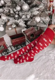 Podkolanówki świąteczne Reindeer czerwone