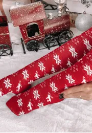 Podkolanówki świąteczne Reindeer czerwone