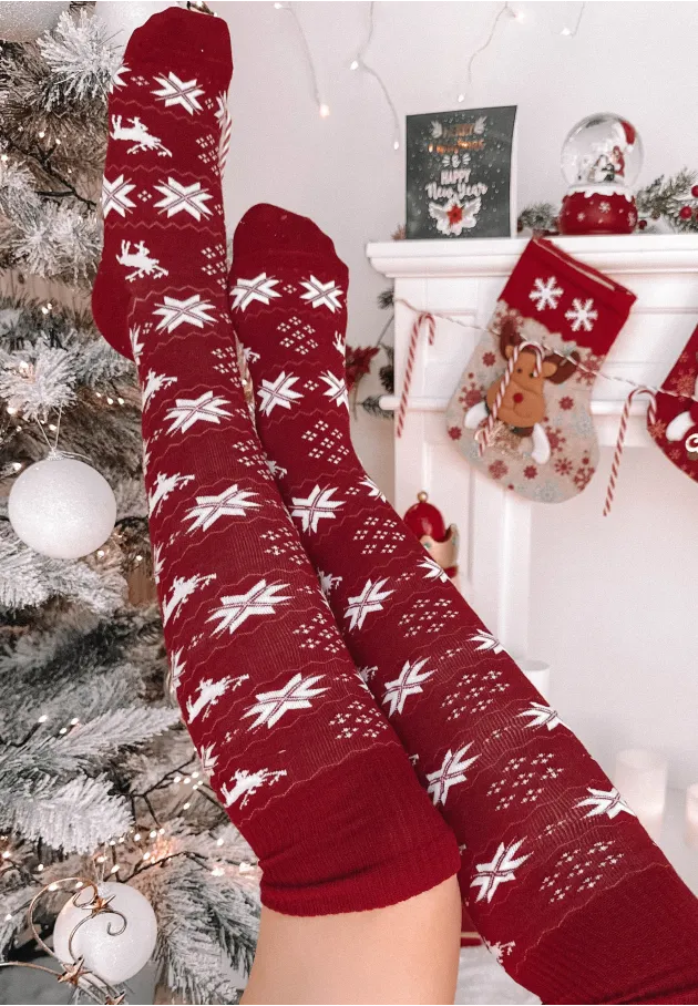 copy of Podkolanówki świąteczne Reindeer czerwone