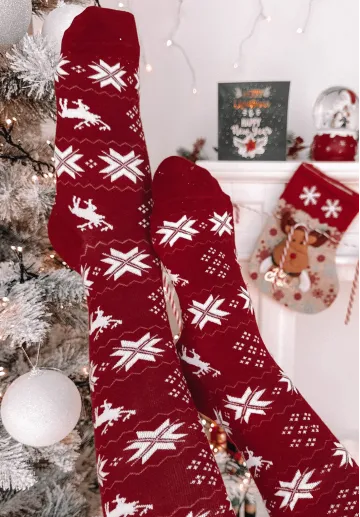 copy of Podkolanówki świąteczne Reindeer czerwone