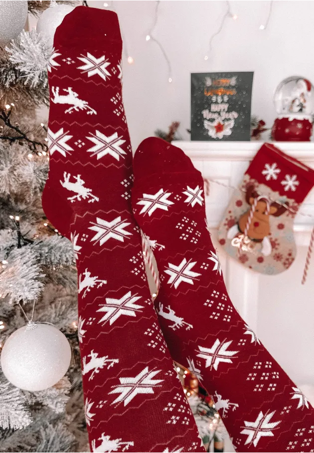 copy of Podkolanówki świąteczne Reindeer czerwone