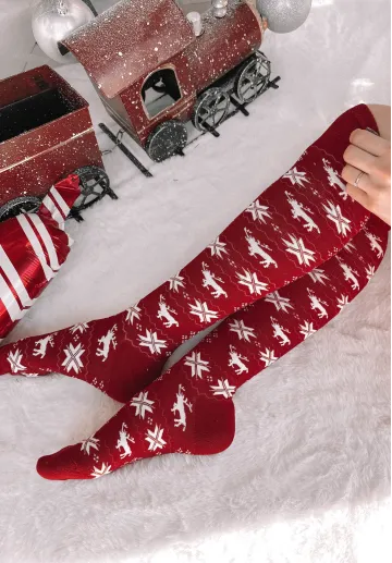 copy of Podkolanówki świąteczne Reindeer czerwone