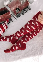 Zakolanówki świąteczne Reindeer bordowe 6
