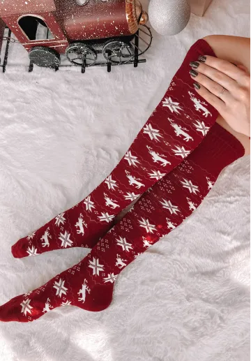 copy of Podkolanówki świąteczne Reindeer czerwone