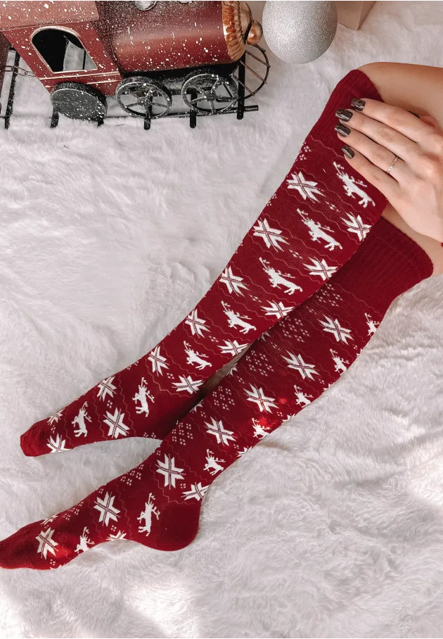 copy of Podkolanówki świąteczne Reindeer czerwone